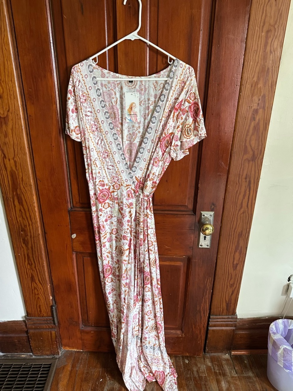 Floral Pink Wrap Maxi Dress